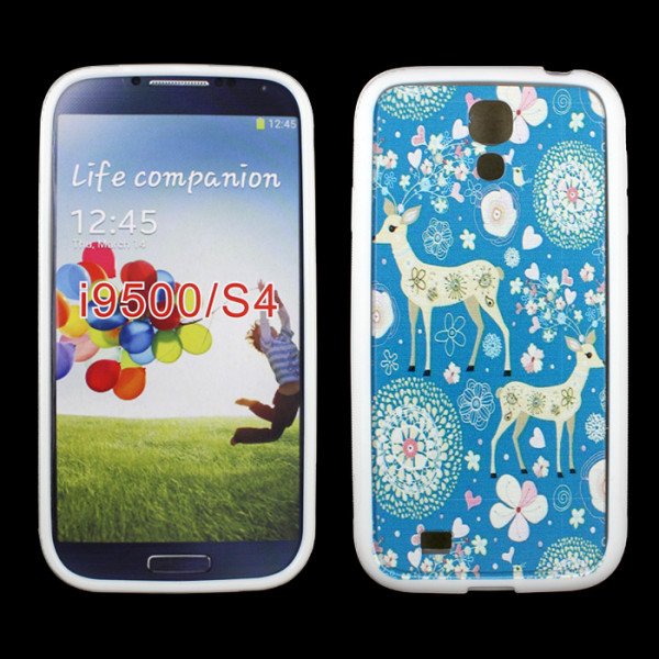 Wholesale Samsung Galaxy S4 Flower Deer Design Gummy Case